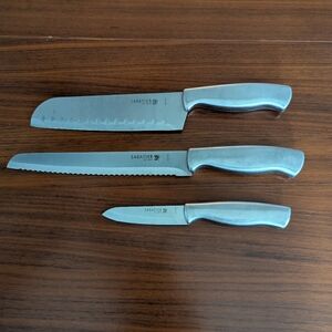 Sabatier 3 Knife Set Stainless Steel Kitchen Chef Knife Serated Pairing Pre Owne